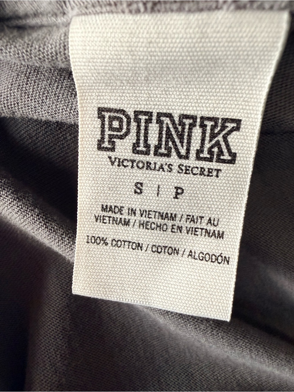 PINK Victoria’s Secret Gray Pocket Tee Size S Logo Graphic 100% Cotton - Picture 9 of 11